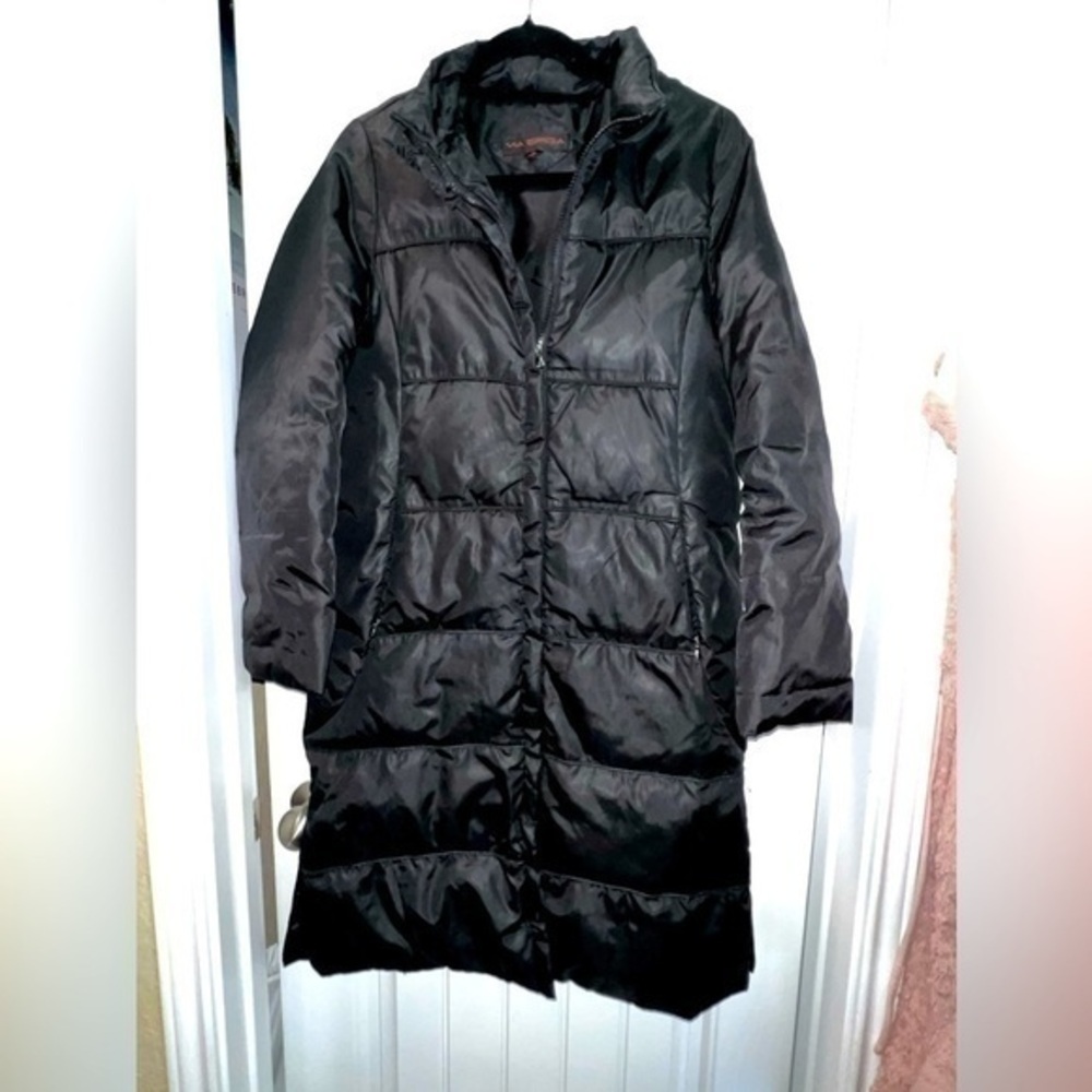 Via Spiga Long Zip Up Puffer Coat Jacket